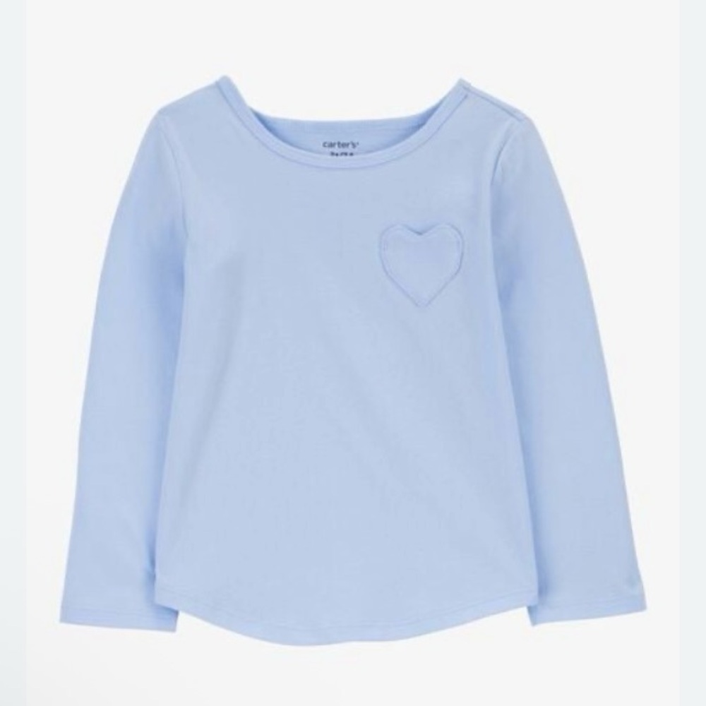 Carter’s 2T Light Blue Kids Long Sleeve Shirt with Heart Design
